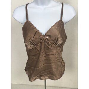 No Boundaries Camisole Top Women Size XS 0 to 2 Light Brown V neck Bow Adj Strap
